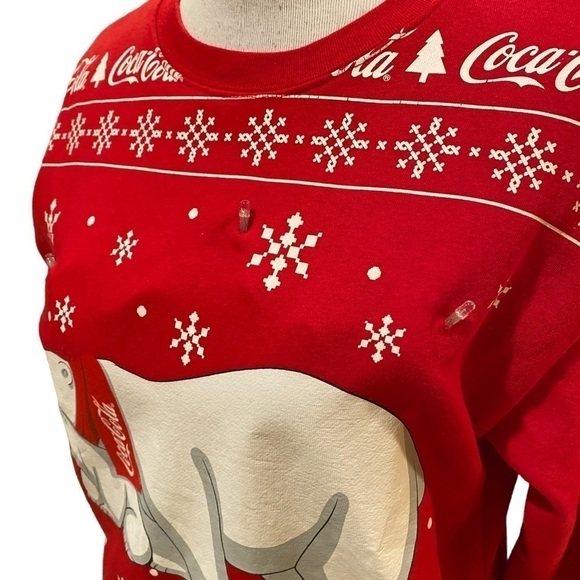 Coca-Cola Polar Bear Crew Neck Light Up Festive Sweatshirt Size XS. 2022 - Picture 4 of 16